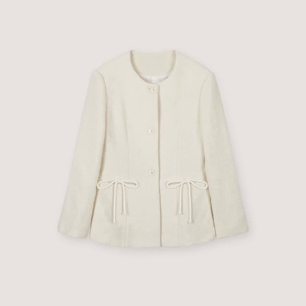 택O) [s] 더티스 포켓 리본 디테일 트위드 자켓 아이보리