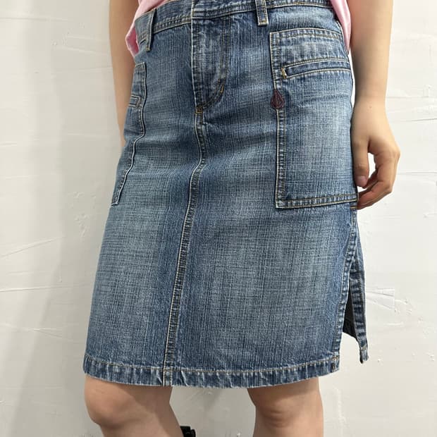 volcom denim midi skirt