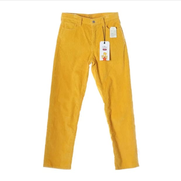 리바이스 X 심슨 콜라보 코듀로이 팬츠 골덴 바지 옐로우 27사이즈