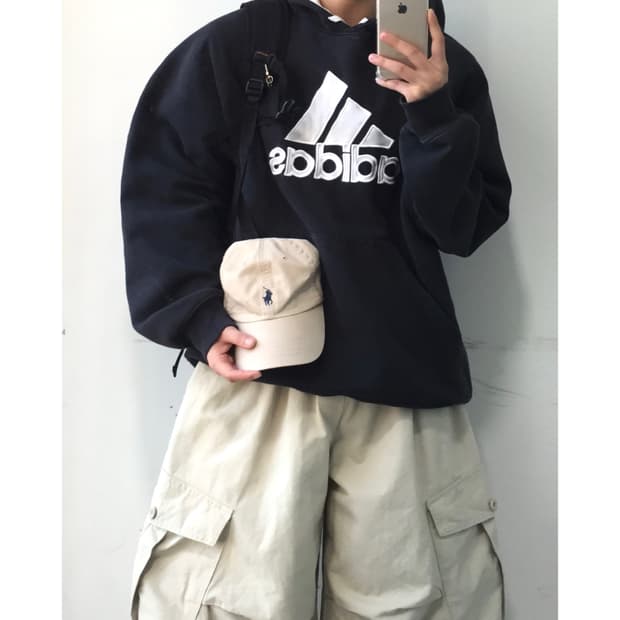 Adidas 아디다스 빅로고 오버핏 후드티