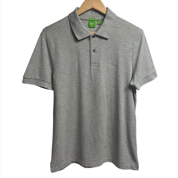 휴고보스(HUGO BOSS) 모던핏 코튼 반팔 카라티 멜란지그레이 M