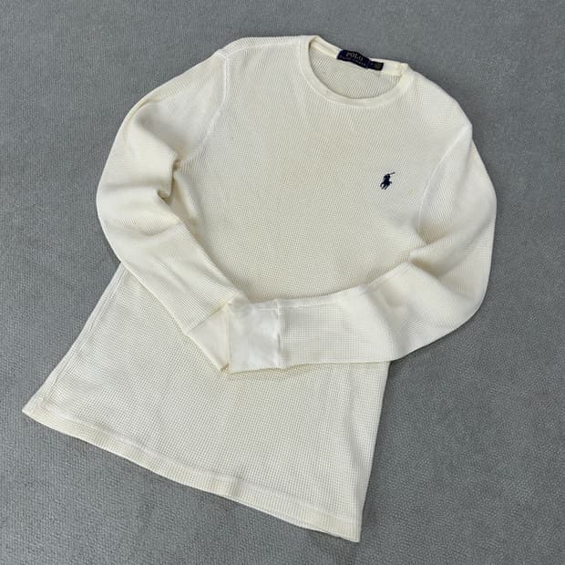 폴로 와플 긴팔티 아이보리 