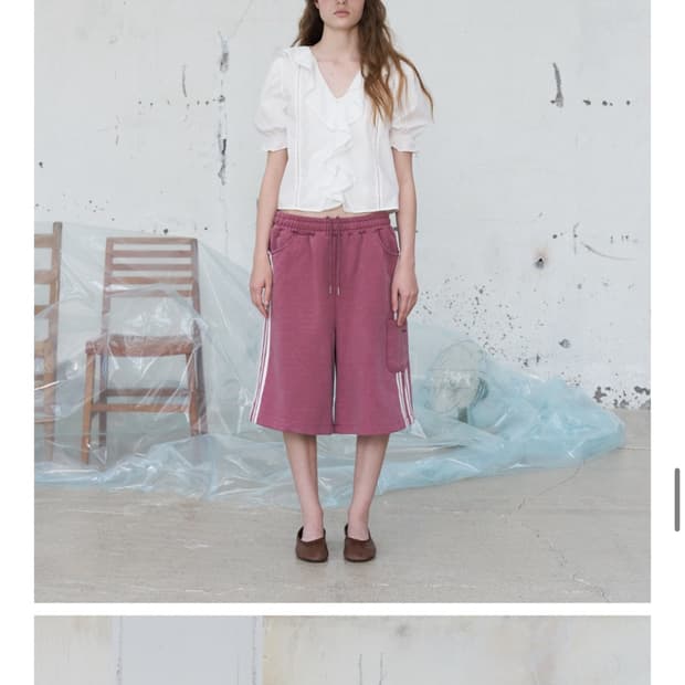 포에토 washed bermuda pants 버뮤다 빈티지레드