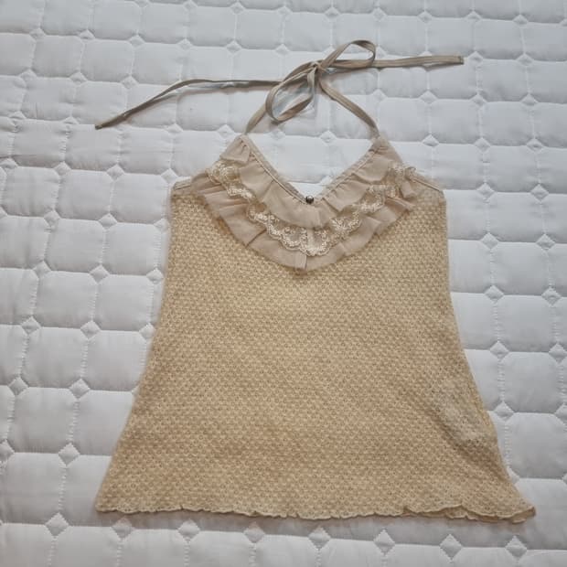 앙고라 홀터넥 니트 탑