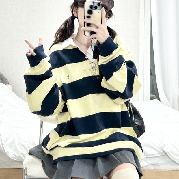 폴로 네이비포니 단가라 럭비티