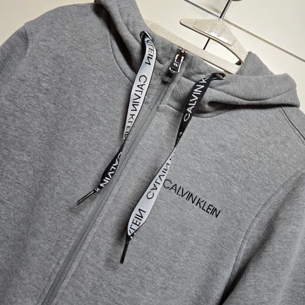 캘빈클라인 그레이 기모 후드집업