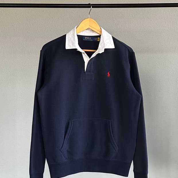 [S]폴로 랄프로렌 후리스 럭비 티셔츠 네이비