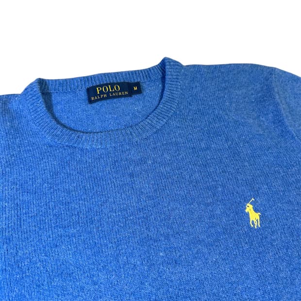 폴로 랄프로렌 코발트 블루 램스울 라운드 니트 (M)