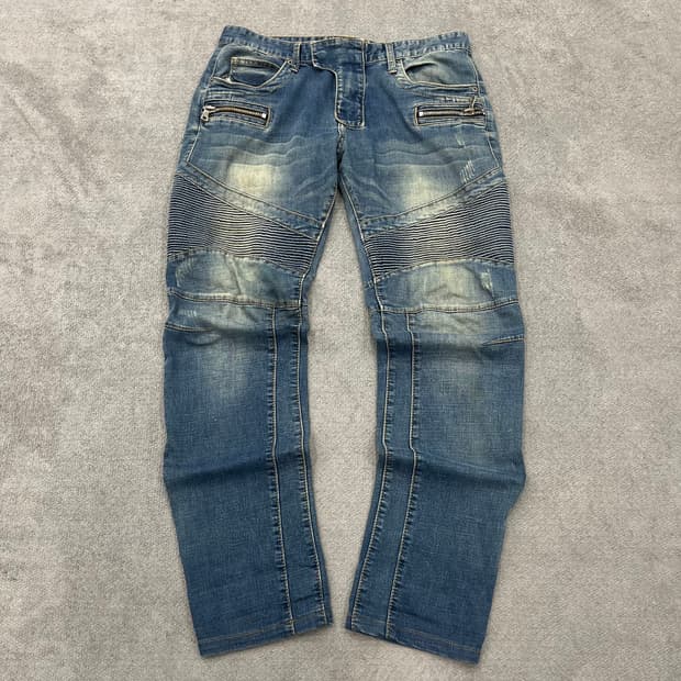 32 빈티지 워싱 바이커 데님팬츠