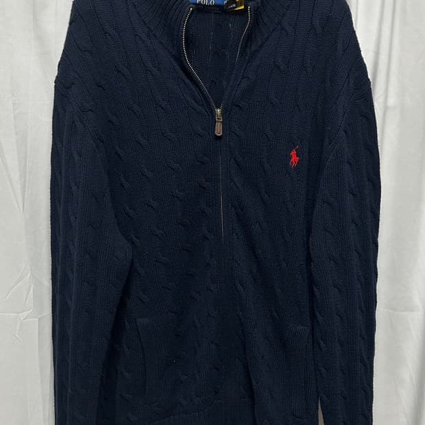 no.183 폴로 랄프로렌 네이비 꽈배기 니트집업 xxl 상태s급