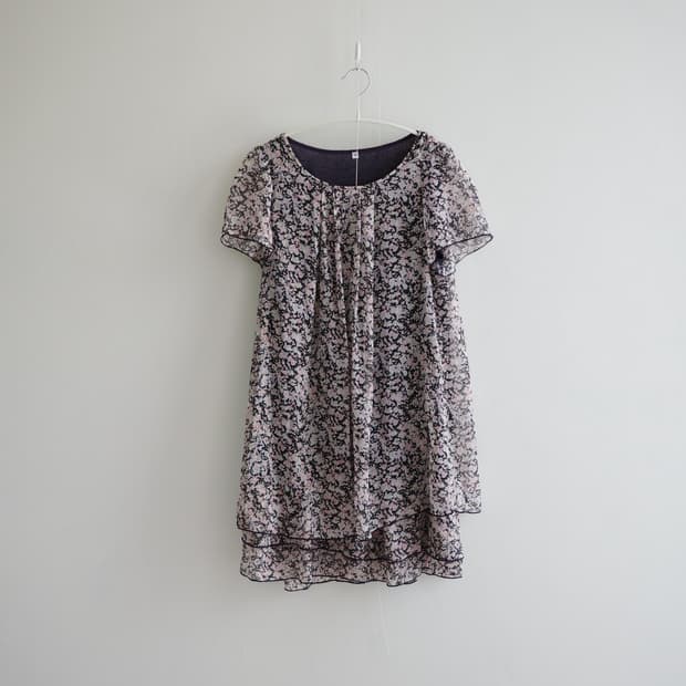 Ethereal monotone floral tiered blouse