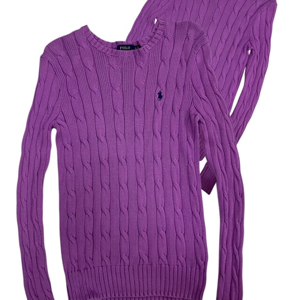 폴로 랄프로렌 퍼플 꽈배기 니트 S