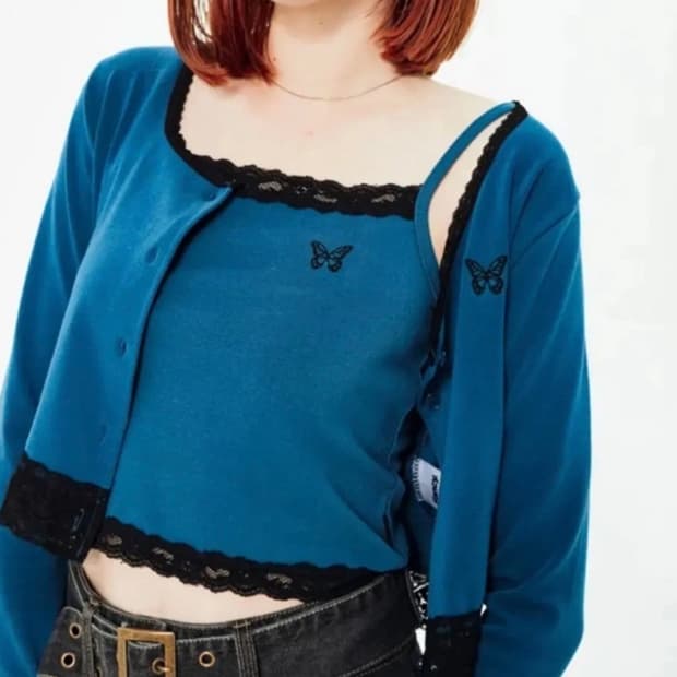 네스티팬시클럽 레이스 가디건 셋업 ( 나시 + 가디건 )