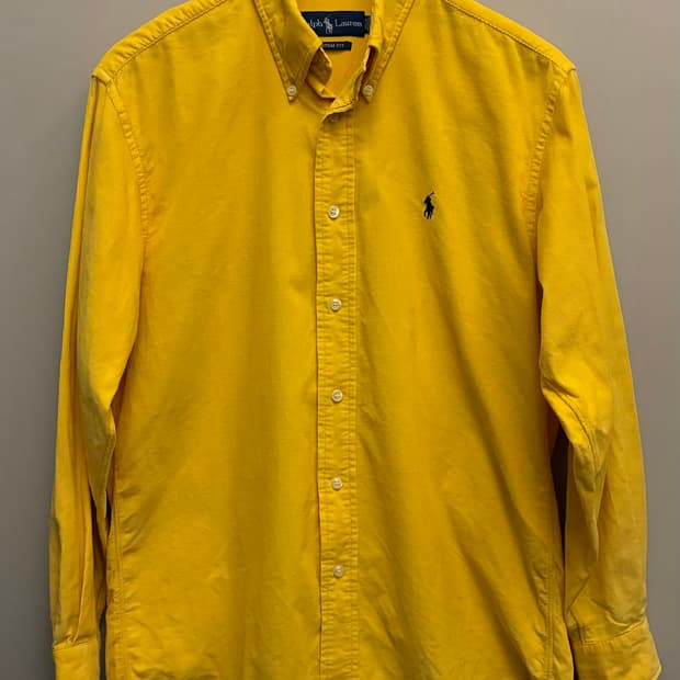(M~L)00s 폴로랄프로렌 코튼 버튼다운 코듀로이 셔츠 옐로우