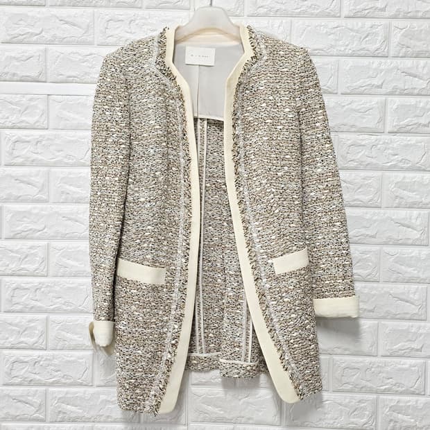 택포// 미샤 트위드 롱 자켓 M