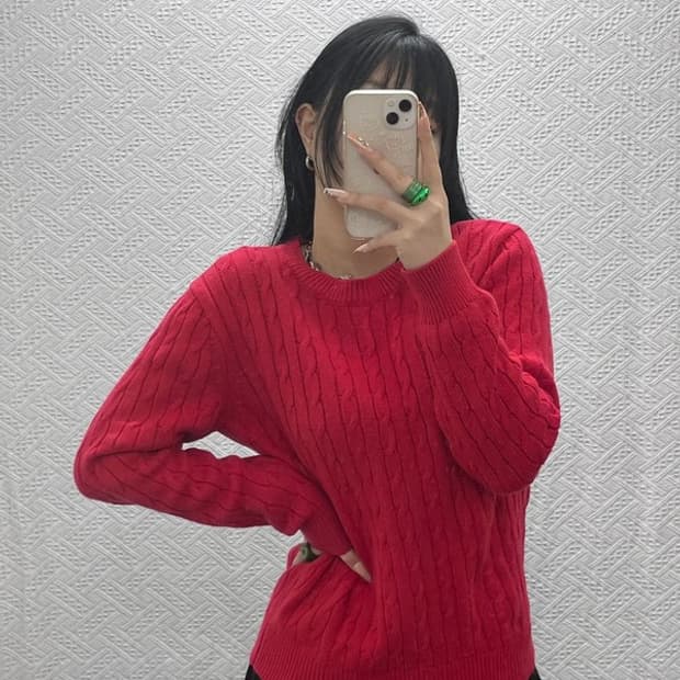 앤더슨벨 빈티지 핀터걸 폭닥 꽈배기 니트 M C08166