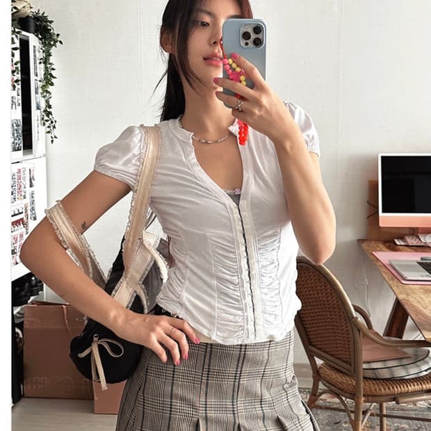 루루서울 셔링 반팔 티셔츠