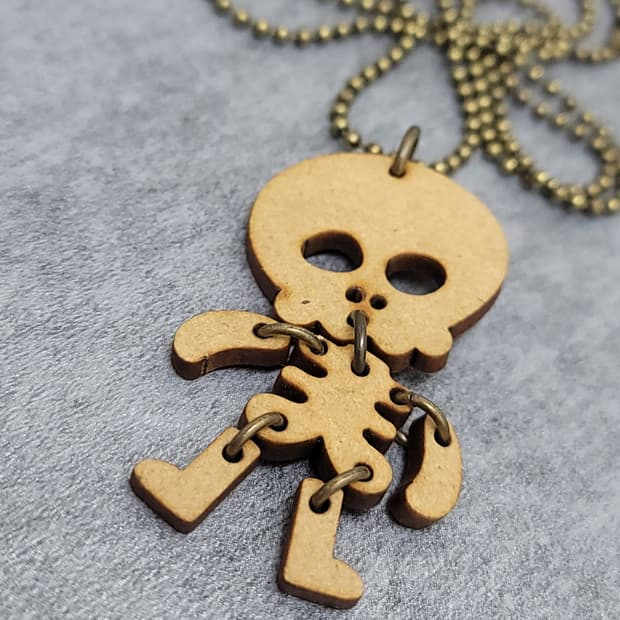 wood skull necklace