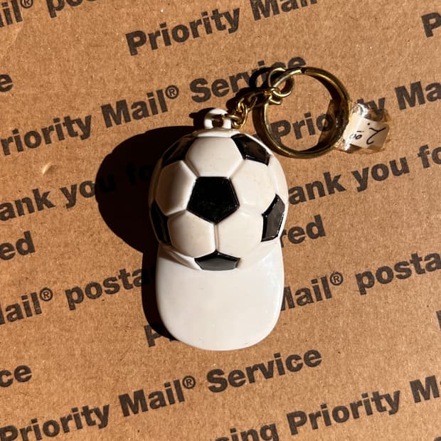 90s vtg Soccer Cap Opener Keyring