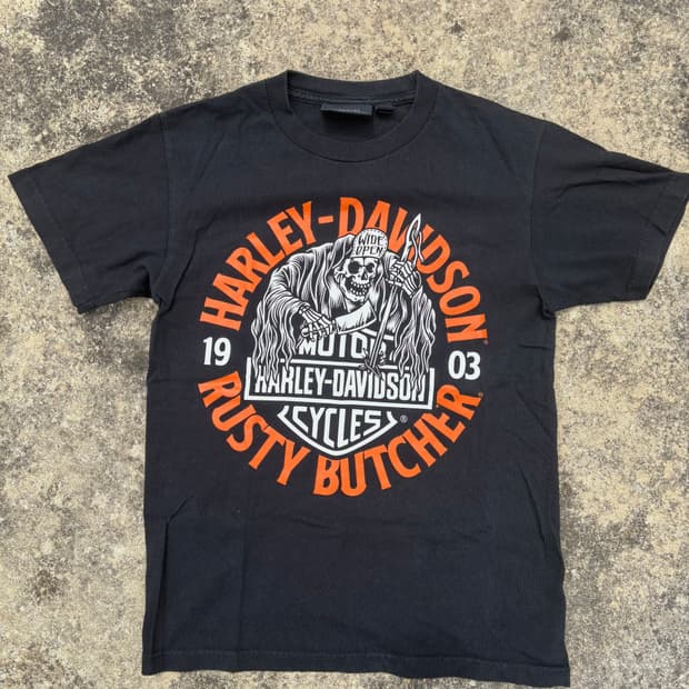Harley Davison x Rusty Butcher 반팔티 블랙