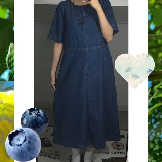 내추럴 데님 트임 원피스