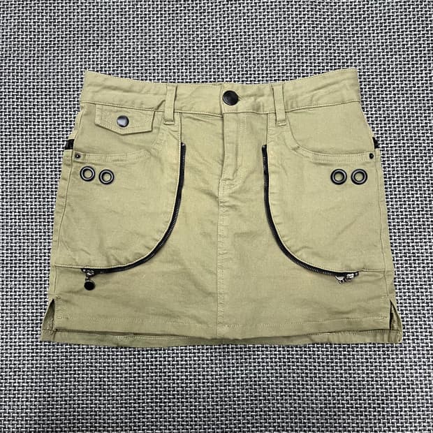 에고이스트 갸루 펑크 카키 지퍼 스커트