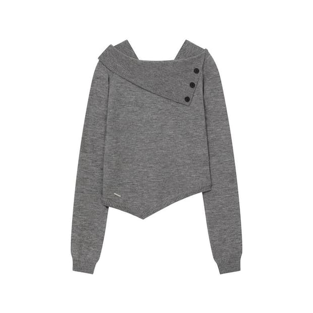 미세키서울 오블리크 라인 버튼 니트 그레이