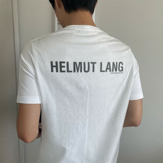 Helmut Lang 헬무트랭 시스루 레이어드 백로고 반소매 티셔츠 M