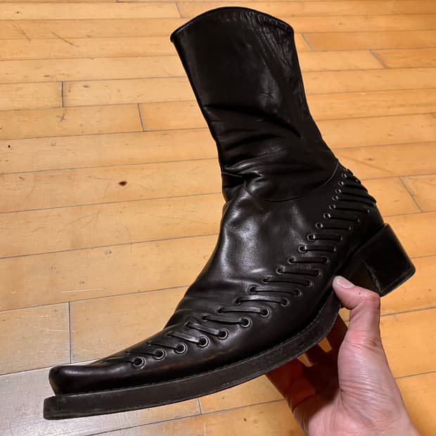 하이더 아커만 빈티지 롱노즈 코르셋 스퀘어 부츠 44 (275)