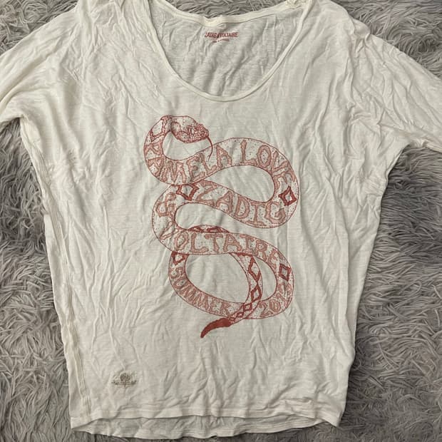 쟈딕앤볼테르 뱀 프린팅 린넨 반팔 티셔츠