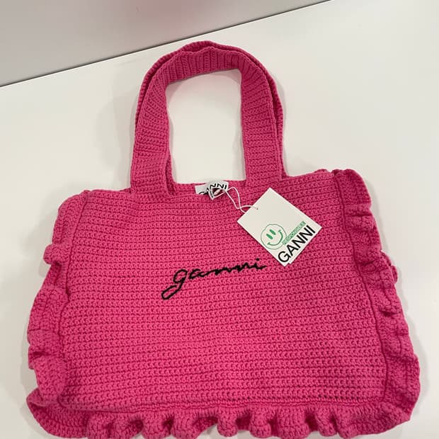 가니 크로쉐 토트백 핑크 새상품 판매