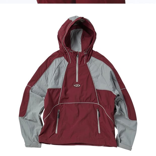 트래블 블록 포켓 아노락 버건디 L 