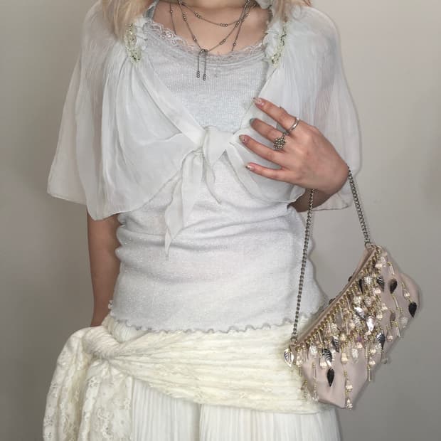 jpn vintage fairy beads pleats cape