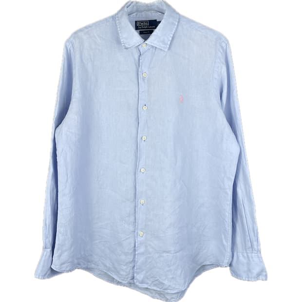 [L] 폴로 랄프로렌 자수 로고 린넨 드레스 셔츠 커스텀핏