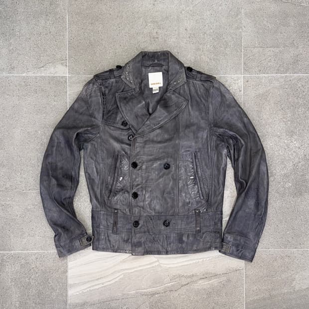 DIESEL aging gray lamb skin double jk