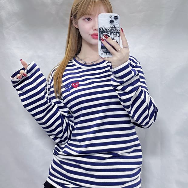 꼼데가르송 더블하트 슬리브 