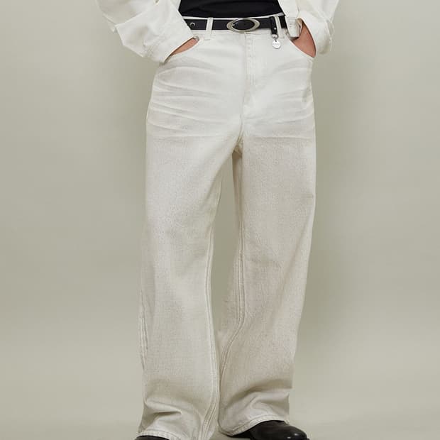 오더아카이브 Lux wide 04 Utopia white 데님 바지 L