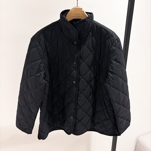 (정품/새상품) 제임스펄스 여성 퀼팅 스냅 자켓 블랙