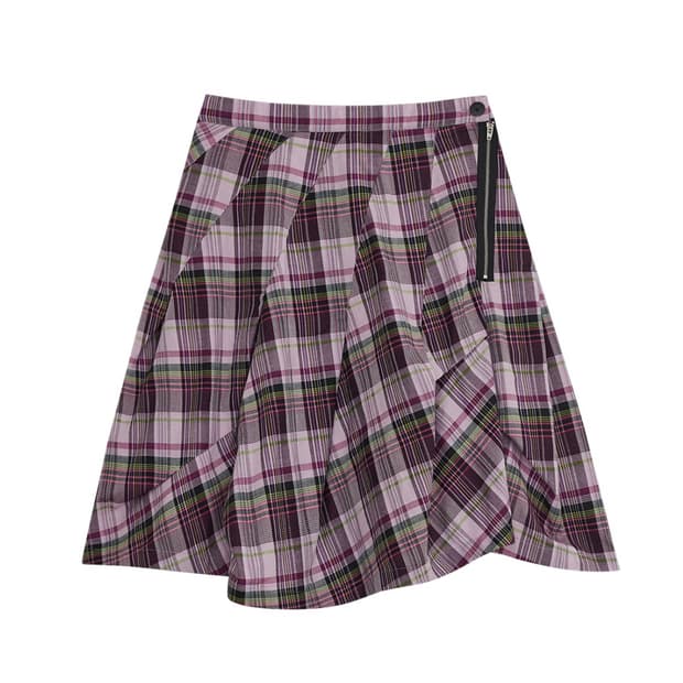 더뮤지엄비지터 ZIPPER CHECK GORED SKIRT