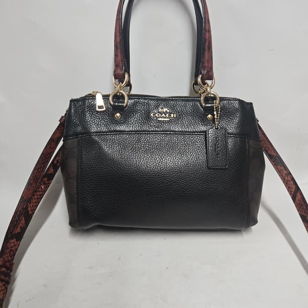 코치 크리스티 캐리올 블랙 뱀피백 토트크로스백 