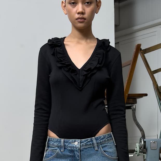 오픈와이와이 러플 바디수트 openyy ruffle bodysuit