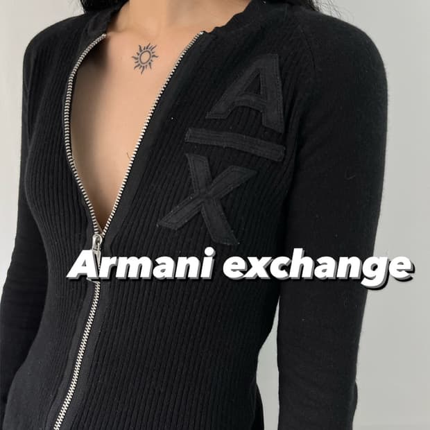 아르마니 익스체인지 슬림핏 골지 집업