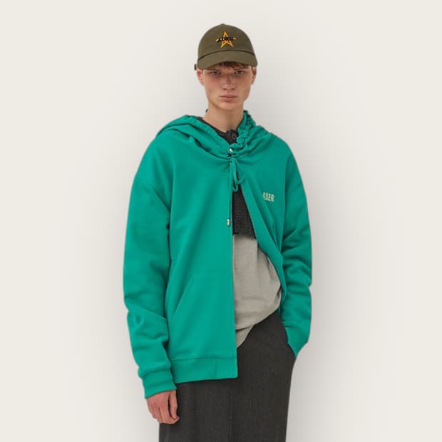 A2/ 아더에러 넥버튼 로고 후드집업