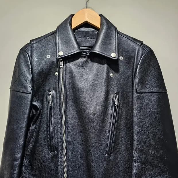 비바스튜디오 블랙 가죽 라이더 자켓~55