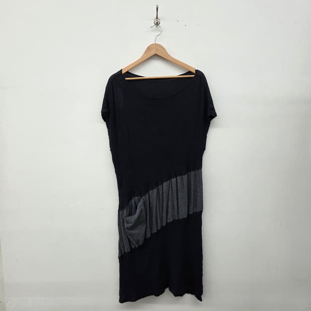 이세이미야케 블랙/그레이 믹스 롱 원피스 여F