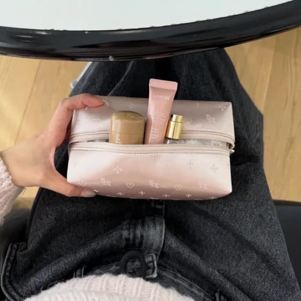 threetimes 쓰리타임즈 자카드 핑크 파우치