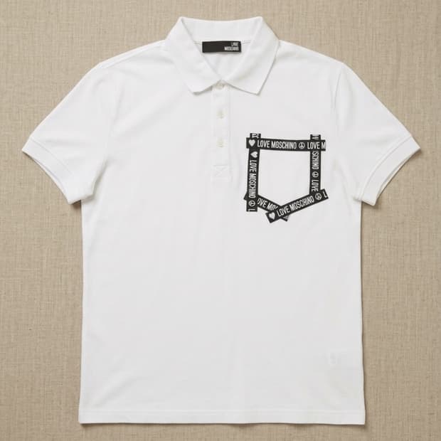 러브 모스키노 화이트 반팔 폴로티 카라티 moschino