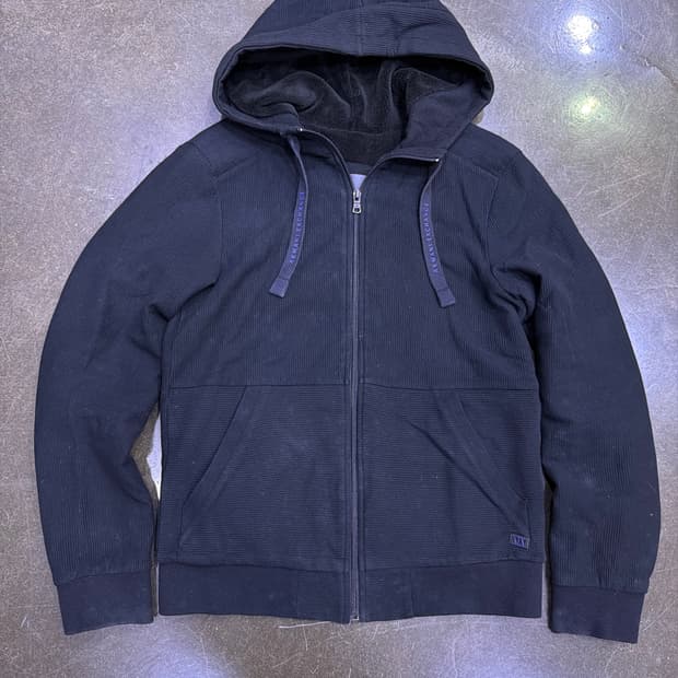 이르마니 익스체인지 골지 후리스 후드집업 자켓 블랙 S