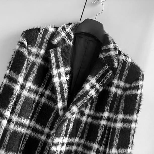 MSGM/ 모헤어 타탄 체크 코트