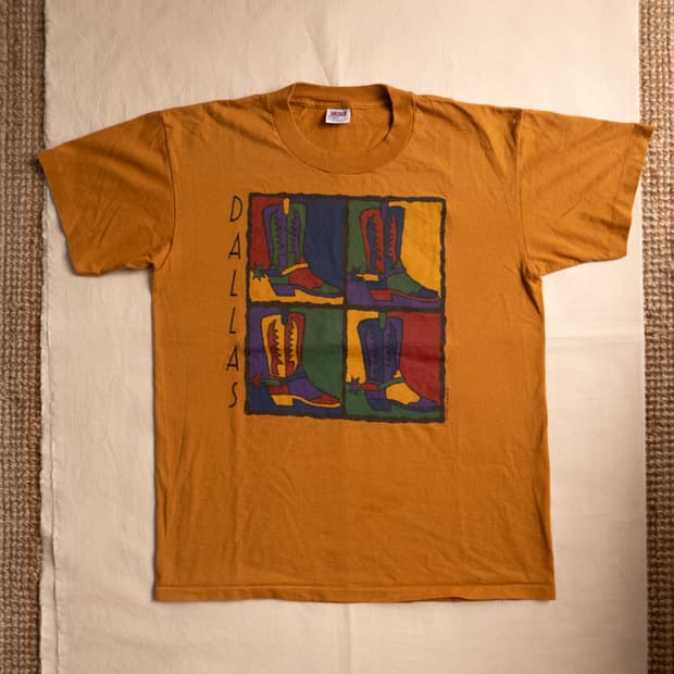 90s 'DALLAS' Western Boots T shirts / L 